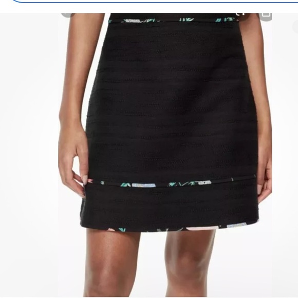Kate Spade ♠️ Black Tweed Blossom Trim Skirt Size 8 - Picture 2 of 7
